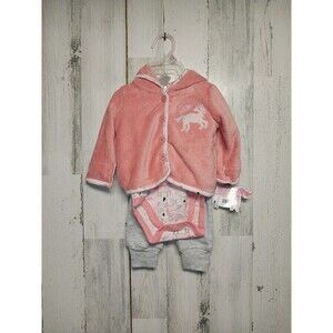 CJP BABY Infant Girls 3pc Bodysuit Jacket Jogger 0-3m Unicorn Pink